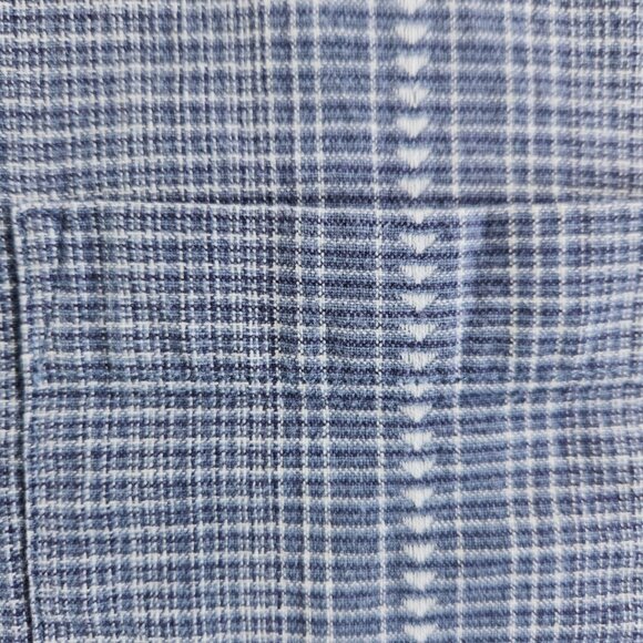 Northcrest Men XLT Tall Blue Check Short Sleeve Button Up Shirt Cotton Woven - Picture 10 of 14